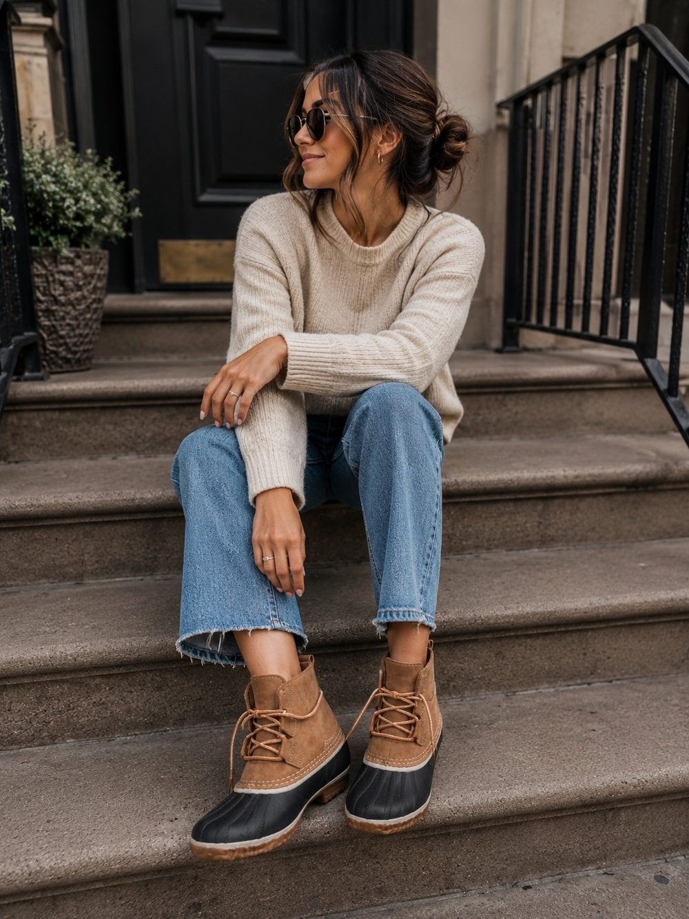 Sorel Two-Tone Brown and Black Waterproof Duck Boots